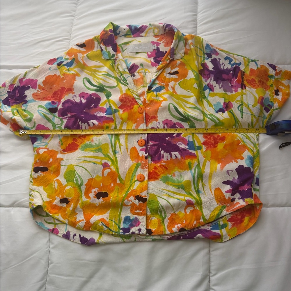 Jams World Women’s S Flower Dream Hawaiian Floral Shirt Button Up Tropical Artsy - Picture 7 of 11